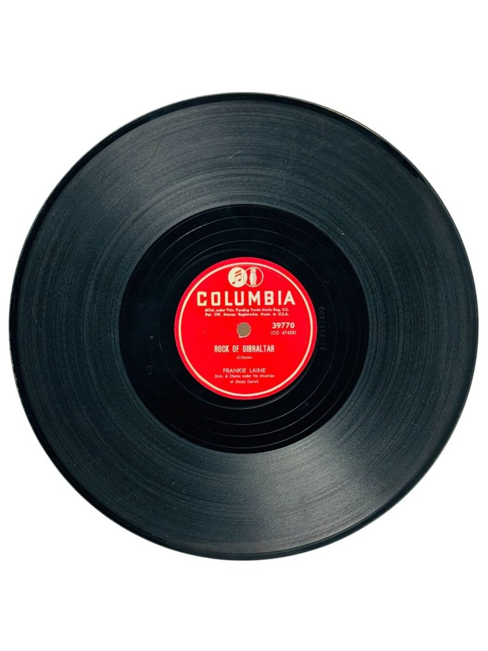 Frankie Laine Rock Of Gibraltar 10in Shellac 78 RPM Columbia Records 39770 VTG